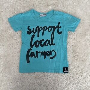 kate quinn Turquoise 'Support Local Farmers' Short Sleeve Tee